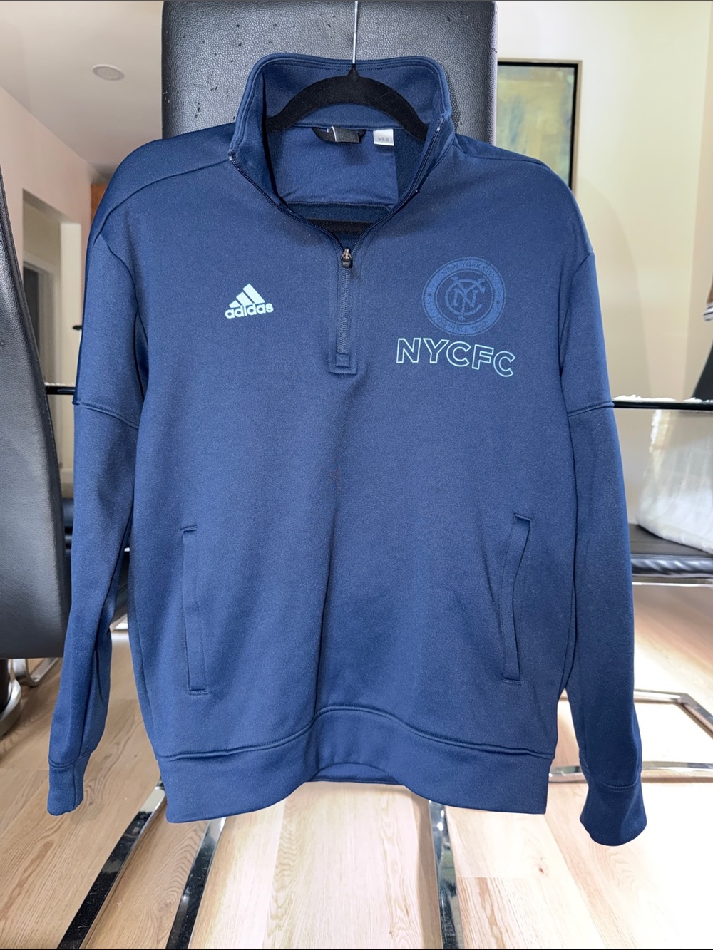 adidas Navy NYCFC Zip-Up Sweater